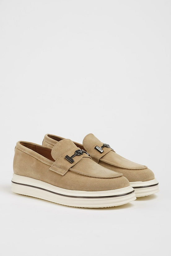 Men's Beige Suede Loafers