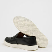 Marion Men's Woven Pattern Black Loafers