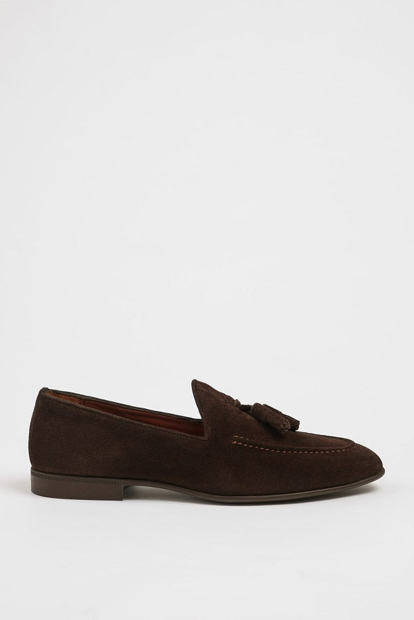 Marion Men's Coffee Brown Suede Tassel Loafers