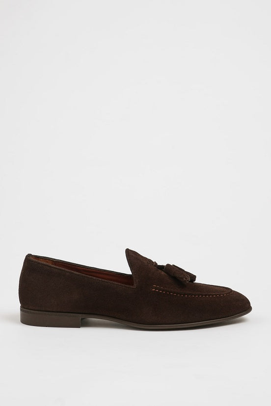 Men's Coffee Brown Suede Tassel Loafers