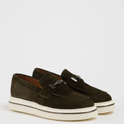 Marion Men's Khaki Green Suede Loafers