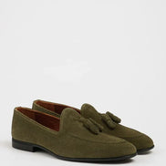Marion Men's Khaki Green Suede Tassel Loafers