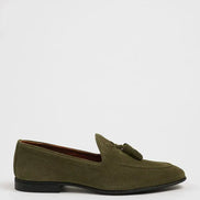 Marion Men's Khaki Green Suede Tassel Loafers