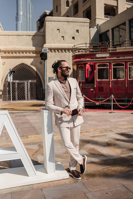 Marion 2 Piece Buckle Beige Suit