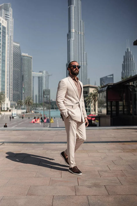 Marion 2 Piece Buckle Beige Suit