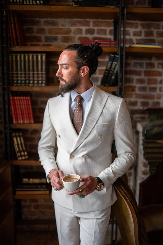 Double Breasted Suit Ivory