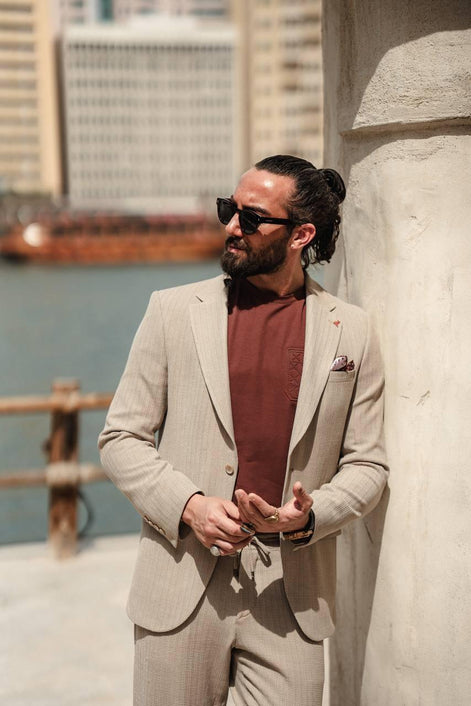 Marion Slim Fit 2 Piece Beige Suit