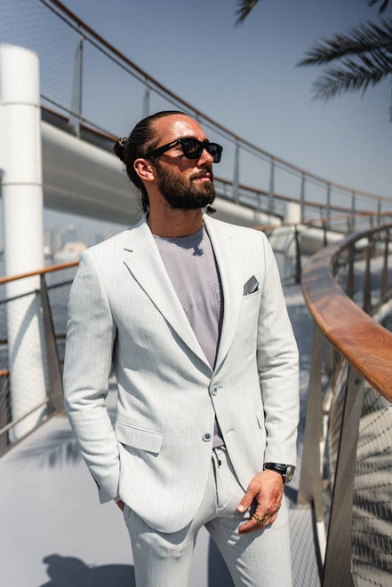Marion 2 Piece Patterned Light Gray Suit