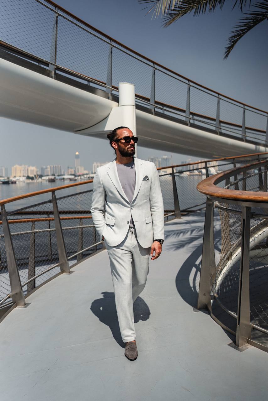 Marion 2 Piece Patterned Light Gray Suit