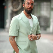 Marion 2 Piece Short Sleeve Sage Green Suit