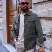 Marion Slim Fit Double Pocket Khaki Safari Jacket