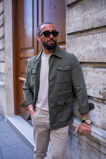 Marion Slim Fit Double Pocket Khaki Safari Jacket