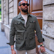 Marion Slim Fit Double Pocket Khaki Safari Jacket
