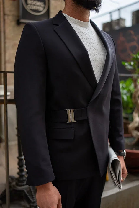 Marion 2 Piece Metal Buckle Black Suit