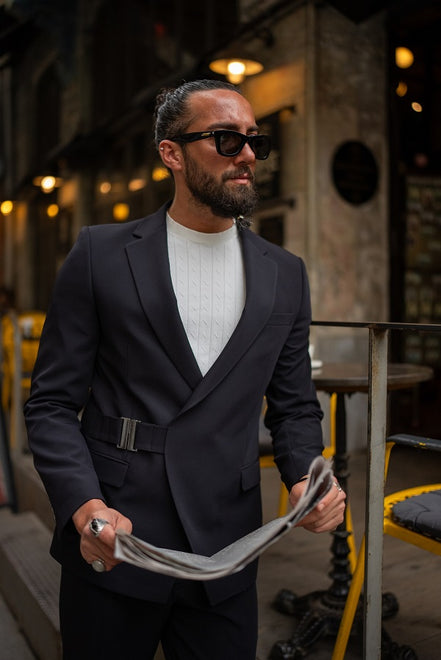 Marion 2 Piece Metal Buckle Black Suit