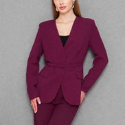 Belted Maroon Suit Womens