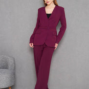 Belted Maroon Suit Womens