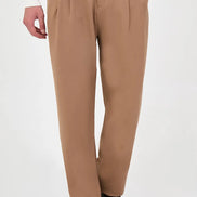 Men's Pleated Drawstring Trousers Beige