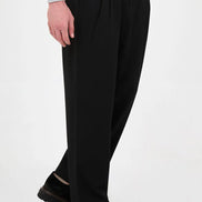 Men's Pleated Drawstring Trousers Black