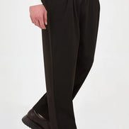 Men's Pleated Drawstring Trousers Dark Brown