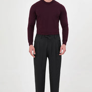 Men's Pleated Drawstring Trousers Dark Gray