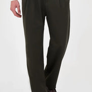 Men's Pleated Drawstring Trousers Olive