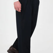 Men's Pleated Drawstring Trousers Navy Blue