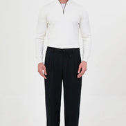 Men's Pleated Drawstring Trousers Dark navy