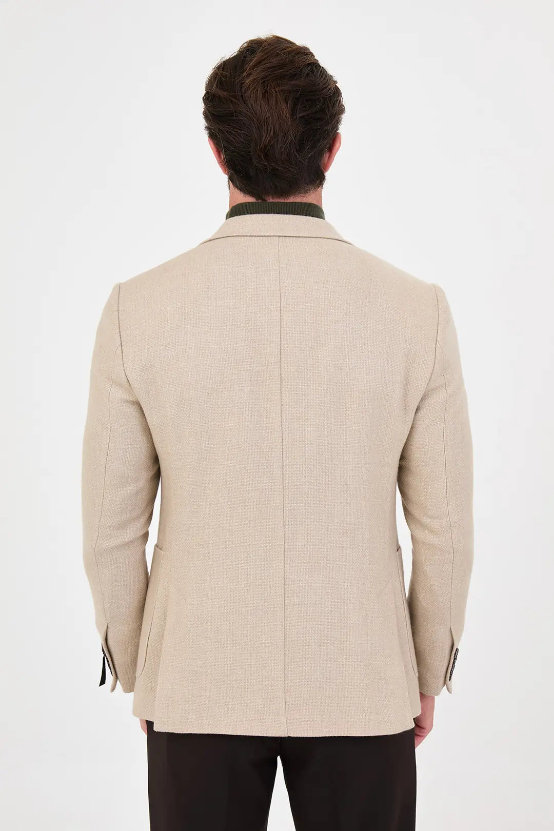Men's Beige Wool Textured Blazer