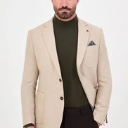 Men's Beige Wool Textured Blazer