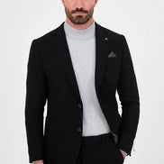 Men's Black Wool Textured Blazer