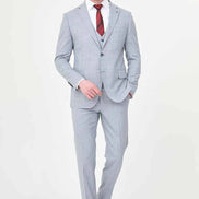 Men's Blue Check Three-Piece Slim Fit Suit