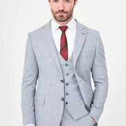 Men's Blue Check Three-Piece Slim Fit Suit