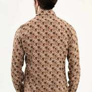 Men's Brown Slim Fit Floral Print Shirt