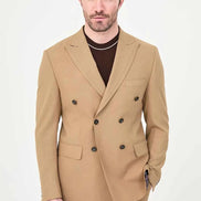 Men's Camel Double-Breasted Slim Fit Suit
