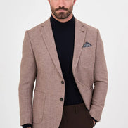 Men's Camel Wool Textured Blazer