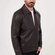 Men's Dark Brown Faux Leather Jacket