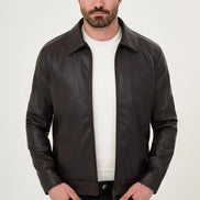 Men's Dark Brown Faux Leather Jacket