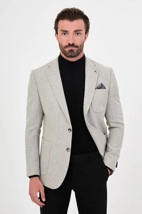 Men's Gray Wool Blazer