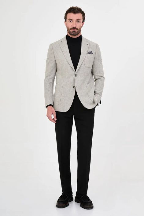 Men's Light Gray Wool Blazer