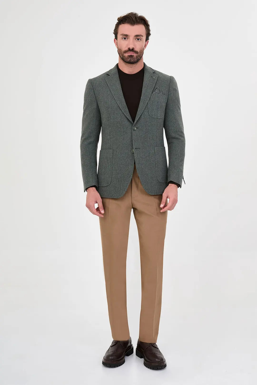 Men's Green Wool Textured Blazer
