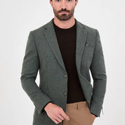 Men's Green Wool Textured Blazer