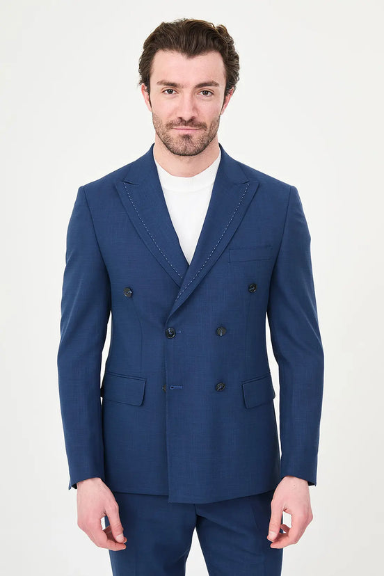 Men's Indigo Double-Breasted Slim Fit Suit