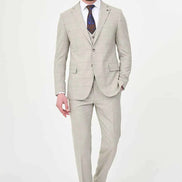 Men's Mink Check Three-Piece Slim Fit Suit