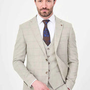 Men's Mink Check Three-Piece Slim Fit Suit
