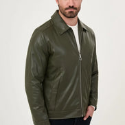 Men's Olive Green Leather Jacket