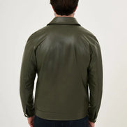 Men's Olive Green Faux Leather Jacket