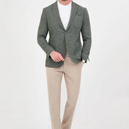 Men's Olive Green Wool Textured Blazer