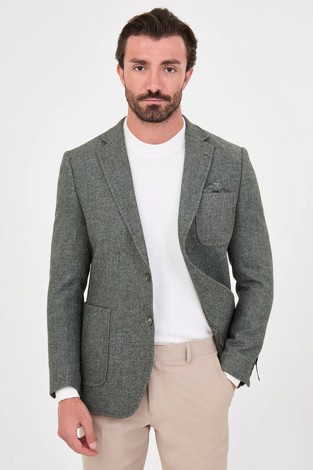 Men's Olive Green Wool Blazer