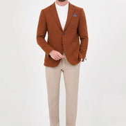 Men's Rust Wool Textured Blazer
